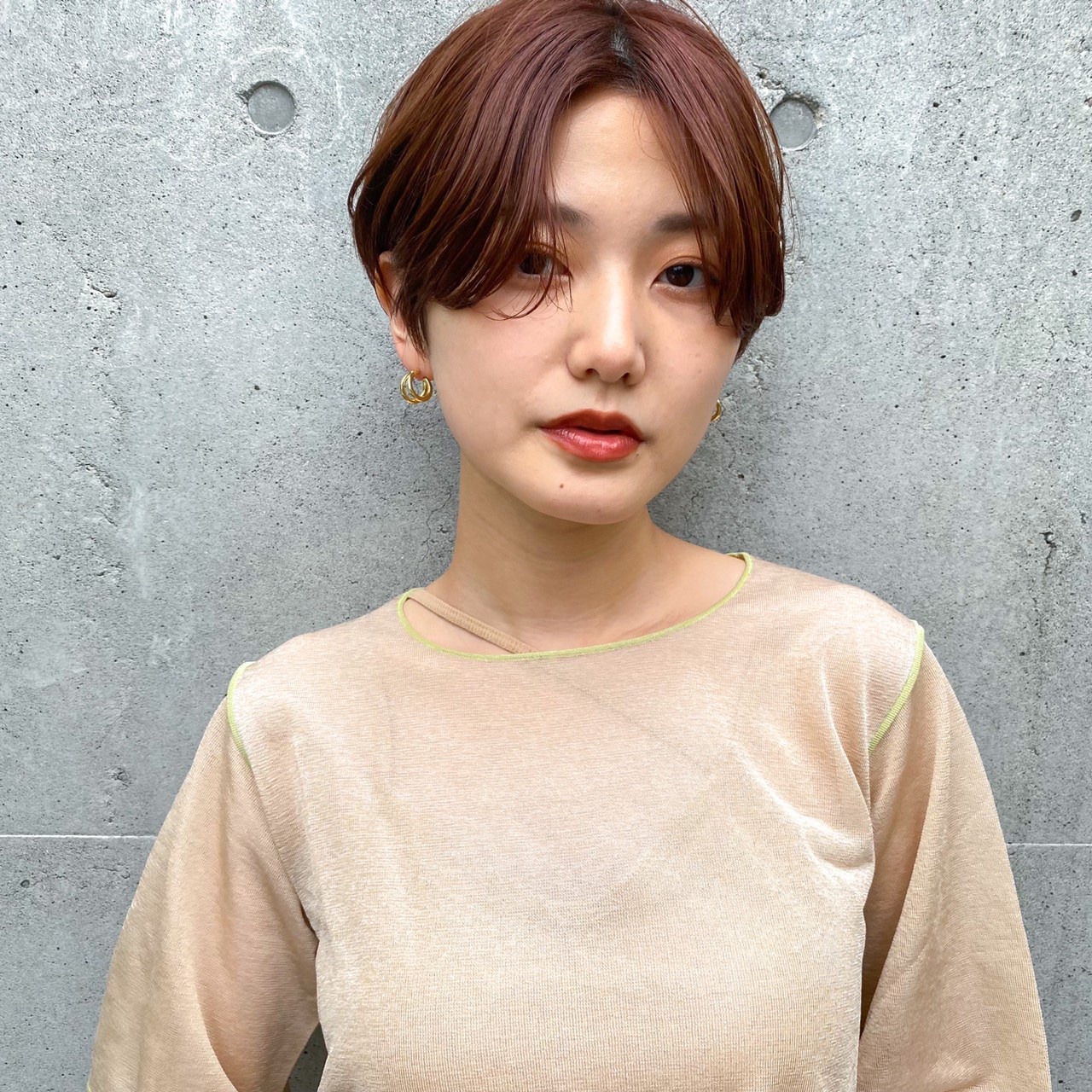 ハンサムウェーブショート ピンクブラウン